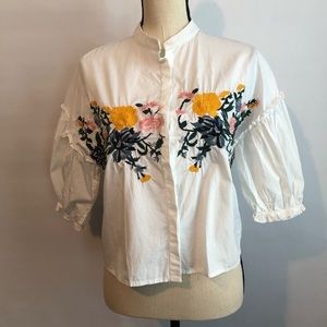 Zara Basic Collection embroidered crop top | S